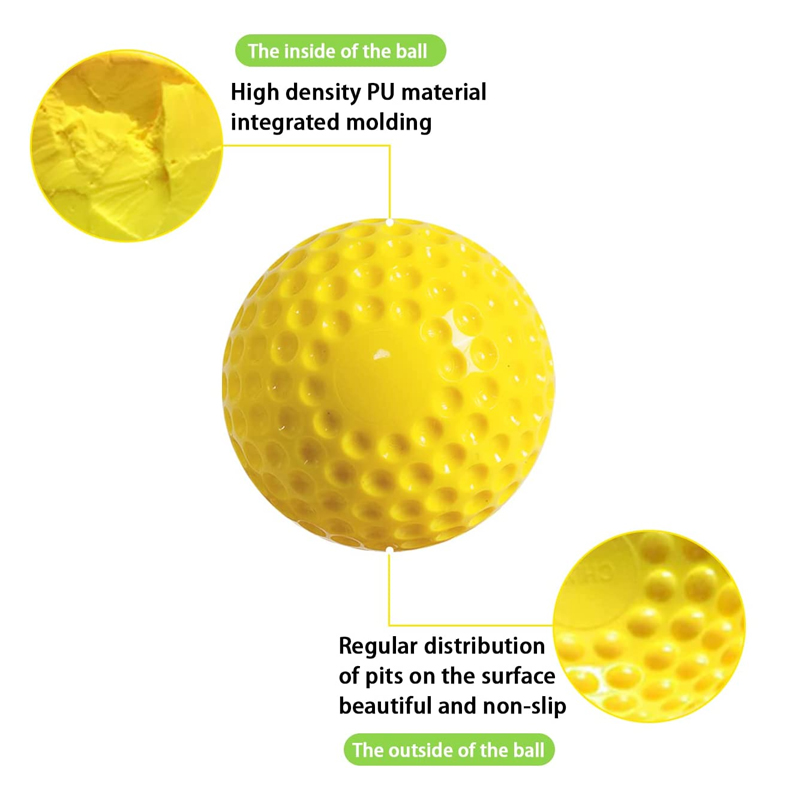 PATIKIL 9 Inch Pitching Machine Baseballs 12 Pack Yellow Dimpled Baseball Practice Baseball PU Sports Game Ball For Hitting Fielding Practice Hand-Eye Coordination
